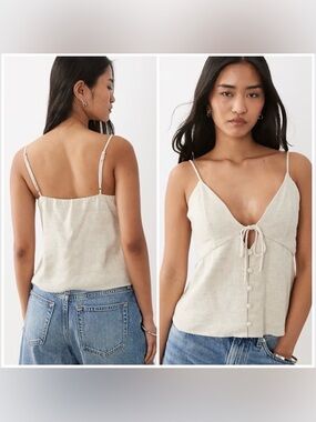 Abercrombie & Fitch NWT! linen blend v neck cami top in beige size xxs